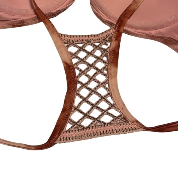 Shade & Shore Pink Tie Dye Tie Dip Crochet Bikini Size 34D - Picture 3 of 6